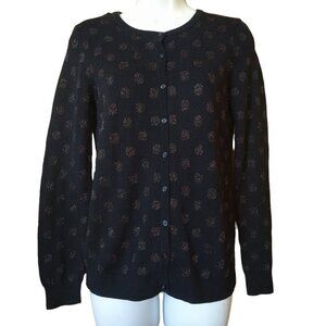 OLD NAVY Women's Small Long Sleeve Glitter Metallic Button Front Cardigan Black